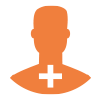 Icon oranger Kopf mit + Symbol